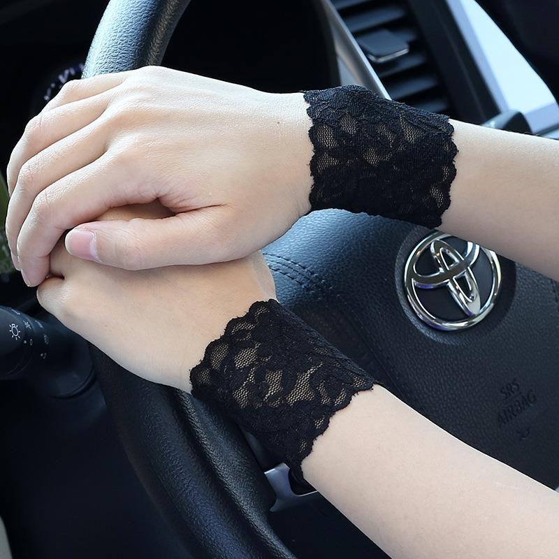 

Lace Women Wrist Scar Covering Jewelry Arm Tattoo Covering Sleeves Elbow Pad Arm Sleeve Sun Protection Summer Thin Black 6cm (wristband) All yards