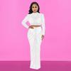C6028 European & American Fashion Mesh Hot Drill See-through Long Sleeve Dress Two-piece Set for Women