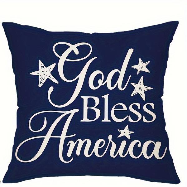 Home Decor God Bless America and 4th of July Pillows Pattern Cushion Cover Suitable for Sofa Bedroom Car Pillow Cover