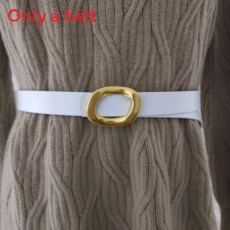 Fashion Leather Waist Belt For Women With Silver Button Closure For Daily Use