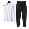 Large Size Ice Silk Vest Suit Men's Light And Breathable Sports Suit Men's Casual Ice-sense T-shirt Ice Silk Pants Men's Two-piece Set