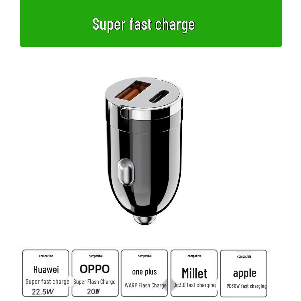 120W Fast Charging Mini Car Charger with Invisible Design for Cigarette Lighter