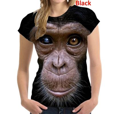 Women's New 3D Gorilla Funny Monkey T Shirt Personality Casual Cool Animal Short Sleeve Shirt