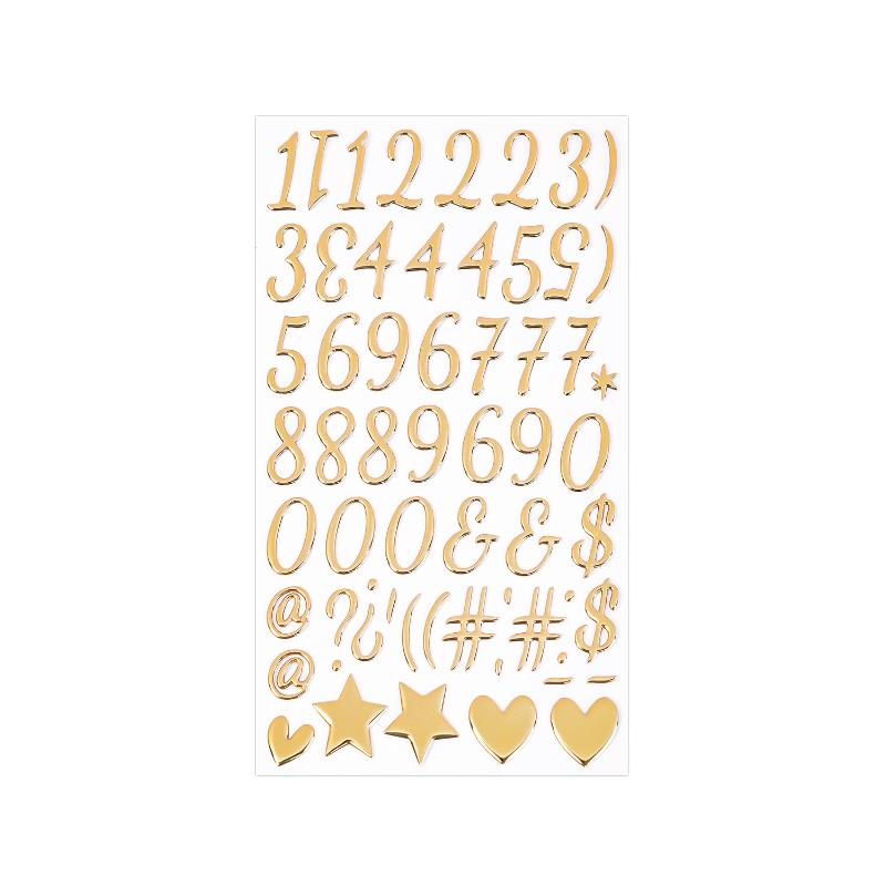 1/3 Sheets 3D Gold Letter Number Stickers Letters Stickers Self Adhesive Stickers For DIY Crafts Scrapbooking Decorative Decal