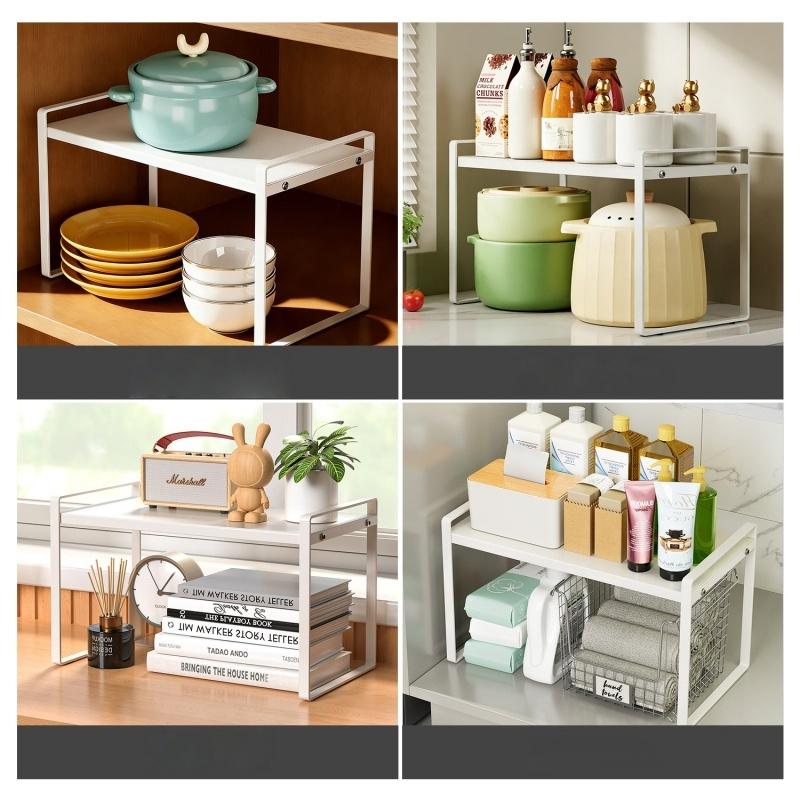 JUSTINLAU Kitchen Corner Storage Shelf Iron Bowl Plate Holder Multi-functional Cabinet Interior Countertop Bathroom Storage Rack