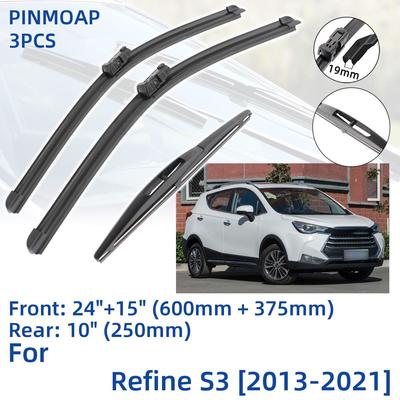 3 adet JAC Refine S3 2013-2021 24 "15" 10" ön arka silecek lastikleri ön cam ön cam pencere kesici aksesuarları2015 2016 2017 2018 2019 2020 2021