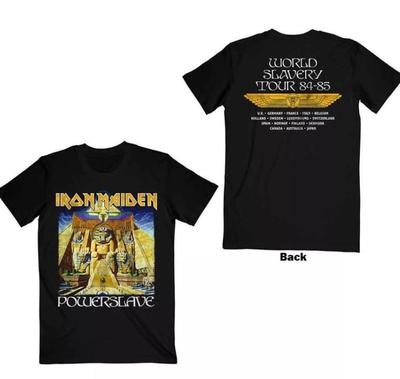 Tricou Bărbați cu Imprimeu Iron Maiden Față-Verso – Powerslave World Slavery Tour Tricou Unisex