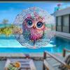 Metal Owl Wind Chime Outdoor Hanging Decor 2D Kinetic Floral Design for Garden Patio Christmas Thanksgiving Gift No Electricity Needed