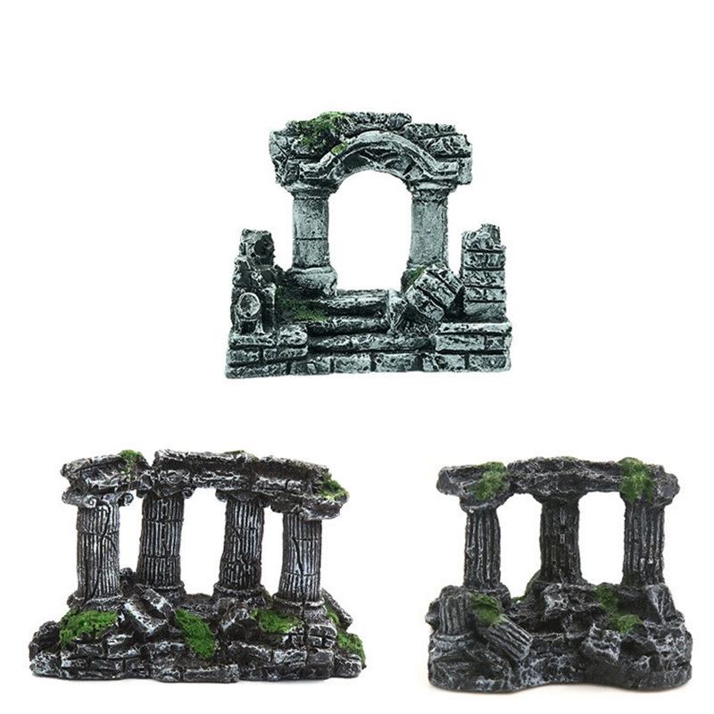 Resin Castle and Roman Columns for Aquarium Decoration