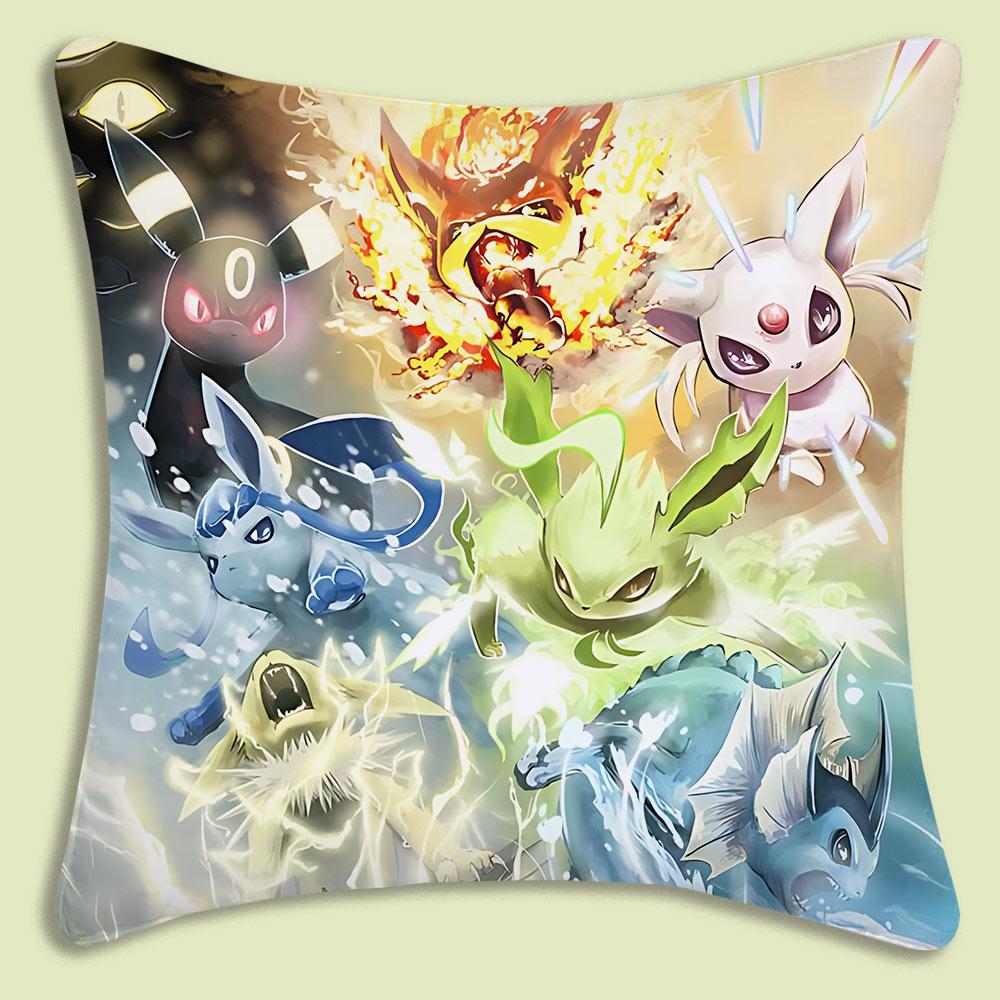 Anime P-Pokemon Pillow Covers Cartoon Sofa Decorative Home Double-Sided Printing Short Plush Cute Cushion Cover