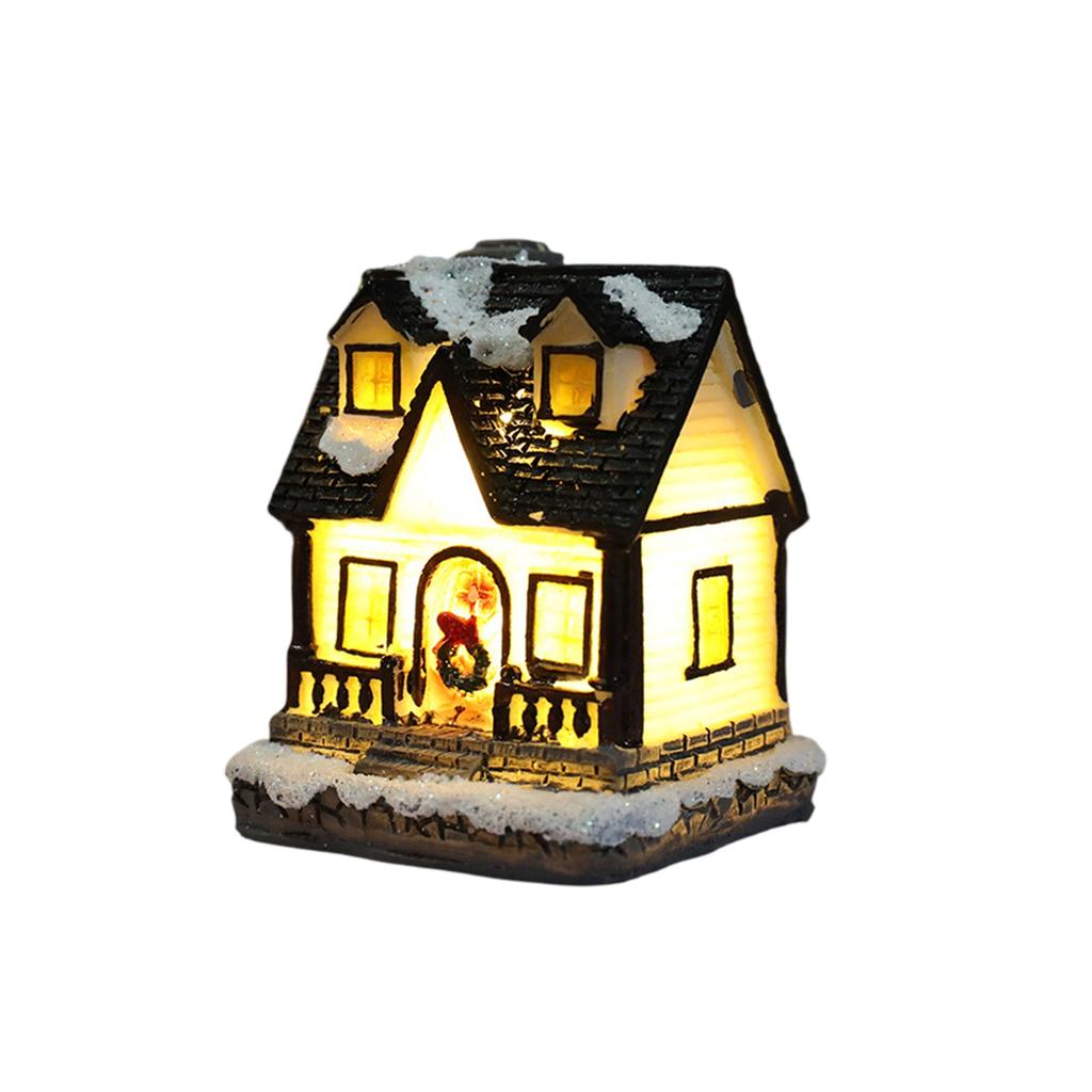 LED Light DIY Resin Small House Battery Operate Christmas Ornamnet for Home Xmas New Year Decor Christmas Village Houses 2025