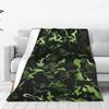 Flannel Throw Blanket Green Camouflage Army Camo Warm Plush Blankets Soft Bedding for Bed Living room Home Travel Couch