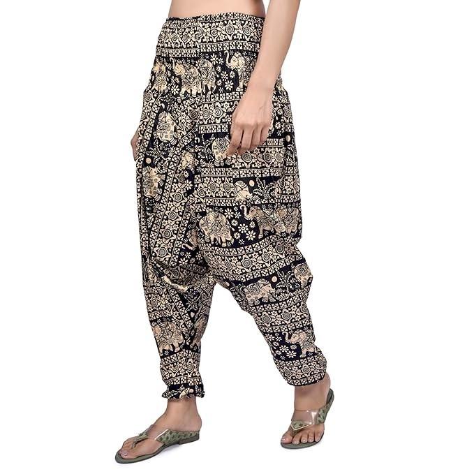 Women s Cotton Harem Pants Indian Elastic Waistband Loose Yoga Pants Dress S