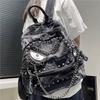 Punk Retro Kniedės Grandinėlės Kuprinė Didelės Talpos Asmenybė Tendencija Akių Peties Krepšys