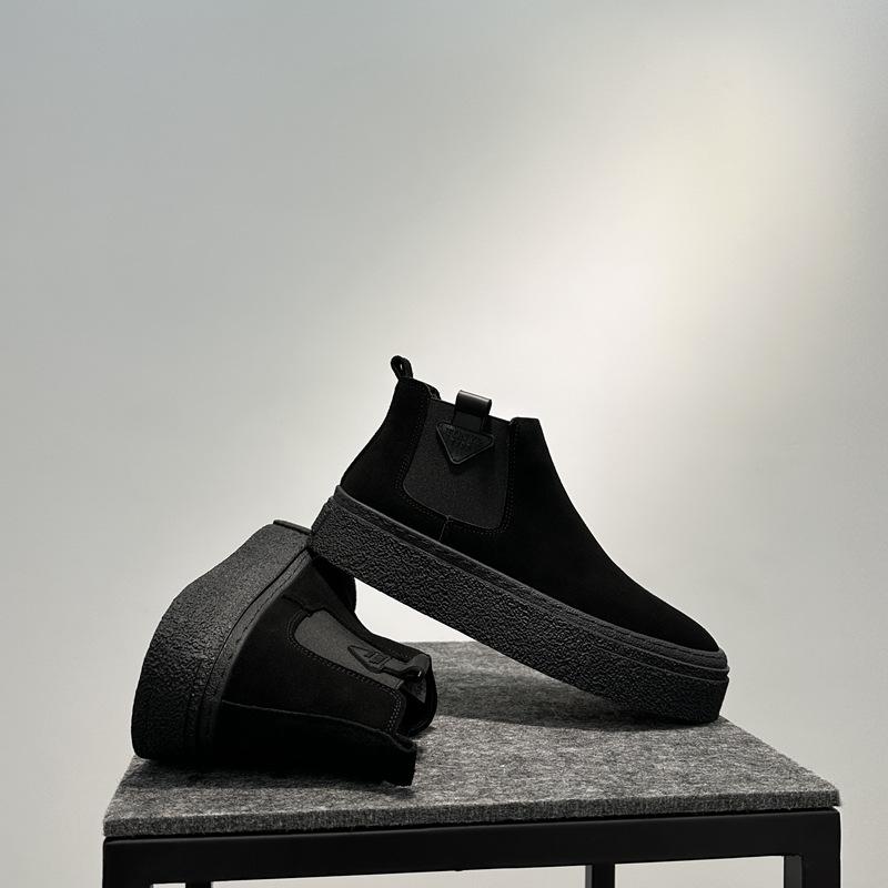 

Мужские ботинки челси ретро из натуральной кожи 2023 года - Универсальные высокие ботильоны слипоны на толстой подошве. 43 Large Fit