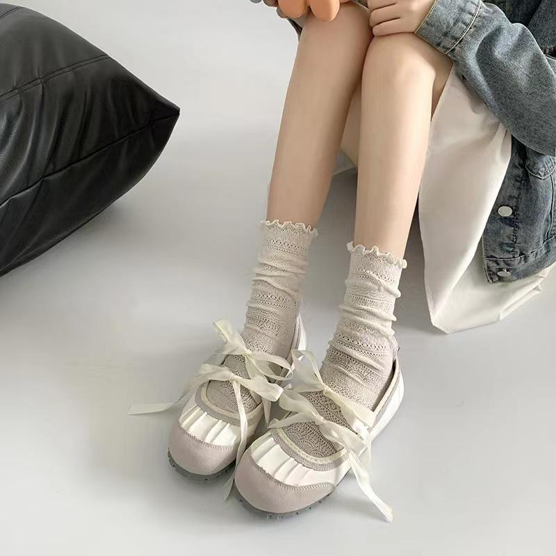 

Женские балетки, повседневная обувь на плоской подошве с милым галстуком-бабочкой, балерина Мэри Джейн 36 бежевый