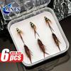 6pcs/box Realistic Design Nymph Jig Flying Fishing Set-Trout Fishing Slow Sink Fly with Rayon