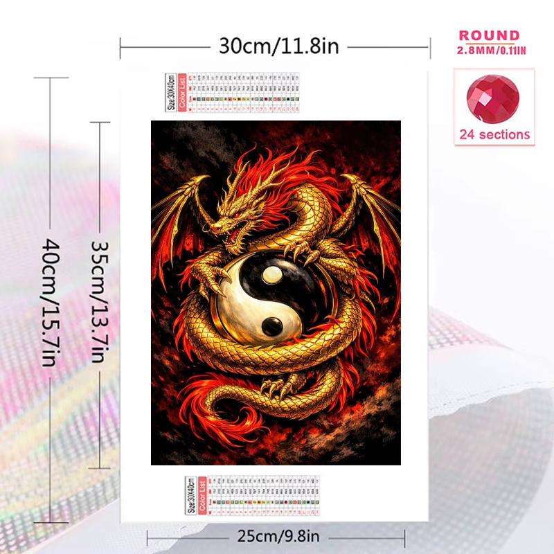 Dragon and Tiger 100% Round Full Drill 5D DIY Diamond Painting Embroidery Cross Stitch Rhinestone Décor