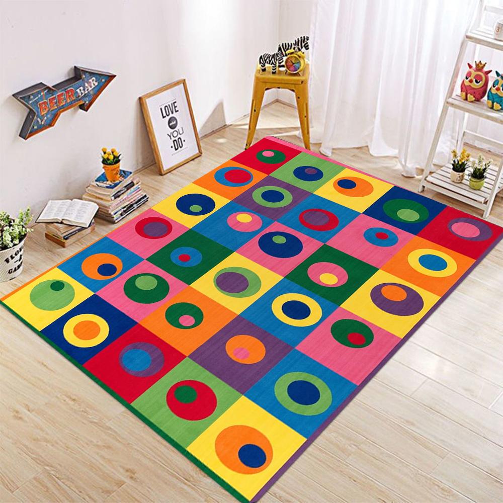 Silly Circles Colorful Abstract Children's Classroom Seating Area Rug for Preschools Daycares Libraries and Learning Centers