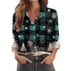 Elegant Women's Shirt Fashion Colour Blocking 3D Printing Lapel Button Down Shirts Autumn Blouses Casual Women's Long Sleeve Top