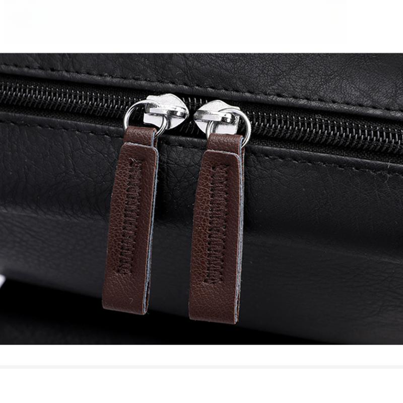 Men Backpack PU Leather Bagpack Large Laptop Backpacks Male Black Schoolbag For Teenagers Boys