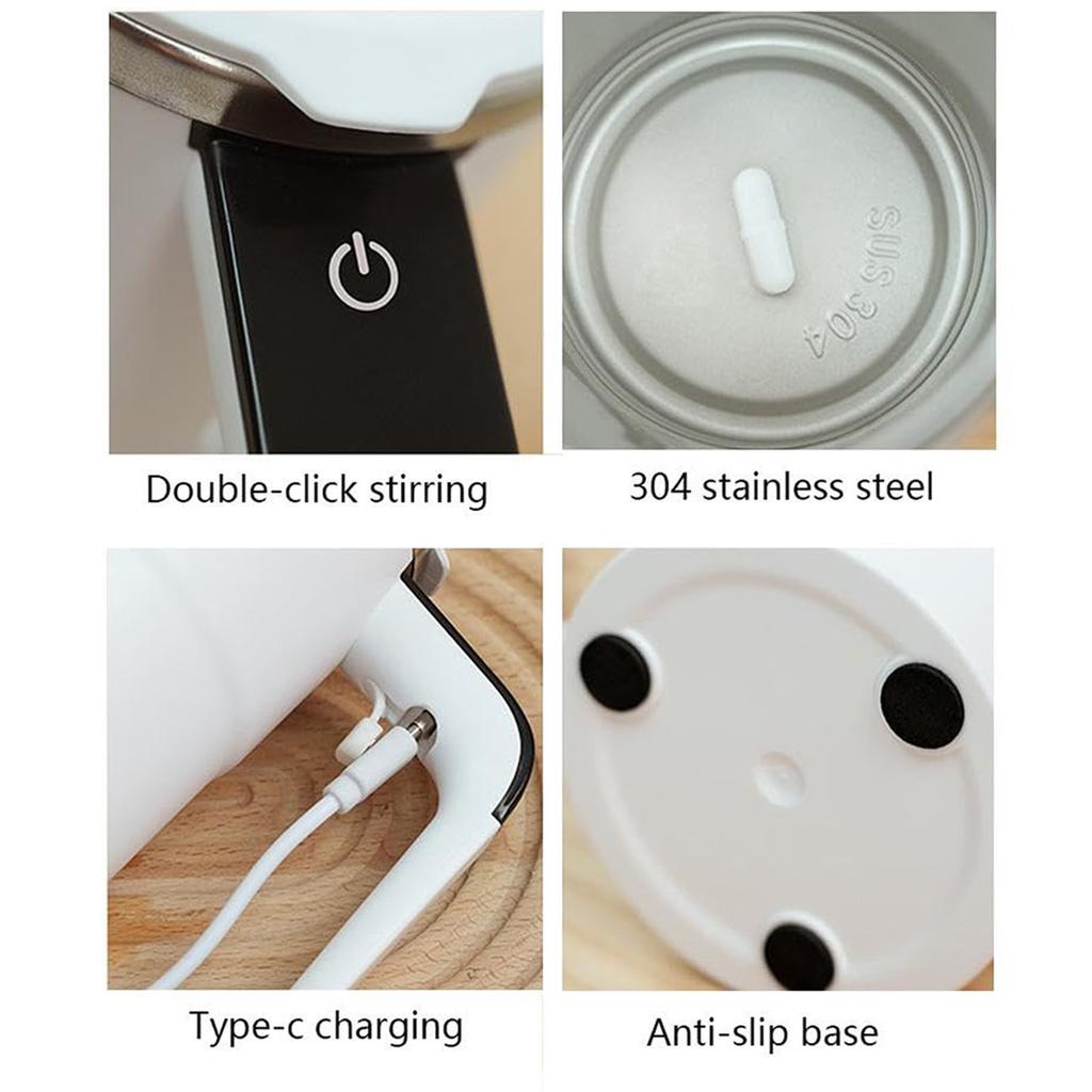 Automatisch rührende Kaffeetasse mit Edelstahlisolierung, USB-wiederaufladbare Tasse für Büro-, Heim- und Reisegebrauch