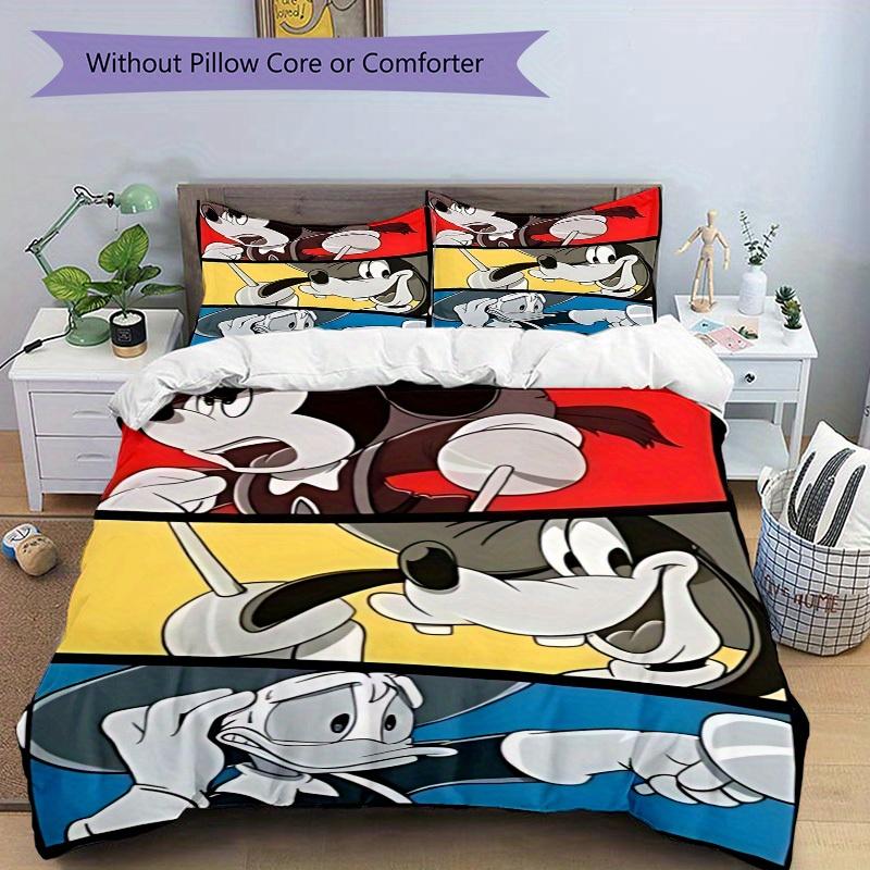 3pcs Mickey, Donald Duck Printed Bedding Set, Breathable And Soft, Machine Washable, Christmas Gift, Suitable for Bedroom Decoration, 085