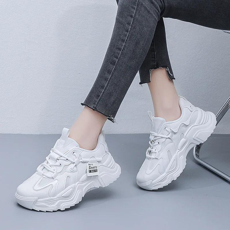 Fashion New 2024 Summer Women's Running Shoes Korean Style Casual Sports Shoes Thick Sole Breathable Upper For Students