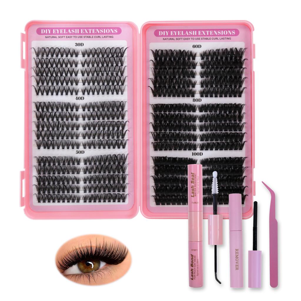Hot-Selling DIY Eyelash Extension Kits 32 Rows Hot-Melt Hair Thick 30D 40D Single Cluster False Eyelashes Eyelashes