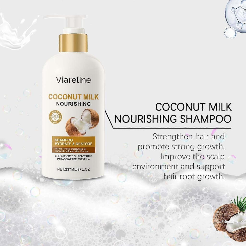 Limited time!!Viareline Coconut Milk Shampoo Gentle Cleansing For Scalp, Moisturizing, Smooth And Shiny Hair