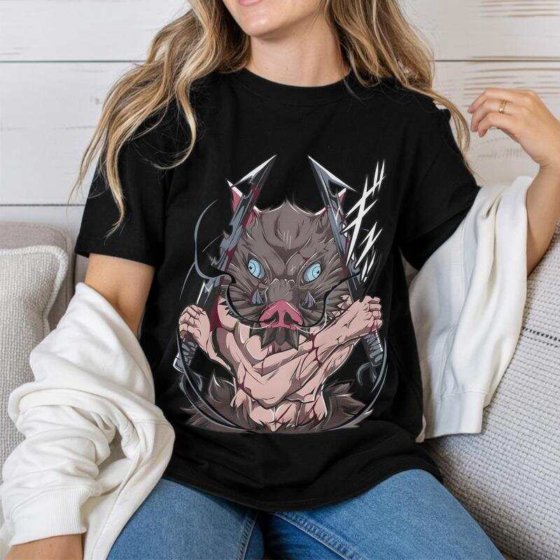

Unisex T-shirt featuring Inoue Hashibira wielding a double-edged Nichirin Blade, Demon Slayer unisex T-shirt, anime fan unisex T-shirt design. S