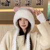 Autumn and Winter Plush Cat Ears Knitted Headgear Outdoor Plush Warm Wool Hat Women's Versatile Ear Protection