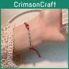 Chic Handmade Red Rope Bracelet For Women With Elegant Bamboo Accent