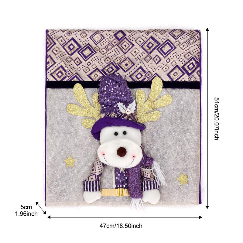 Christmas Chair Dust Cover Cute Cartoon Plush Toy Chair Back Cover Santa Claus Snowman Elk Festival Dress Up New Year Merry Xmas