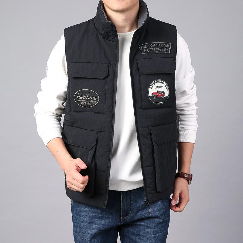 Herbst- und Winterweste Herren Stehkragen Verdickte Thermoweste Große Weste Jacke