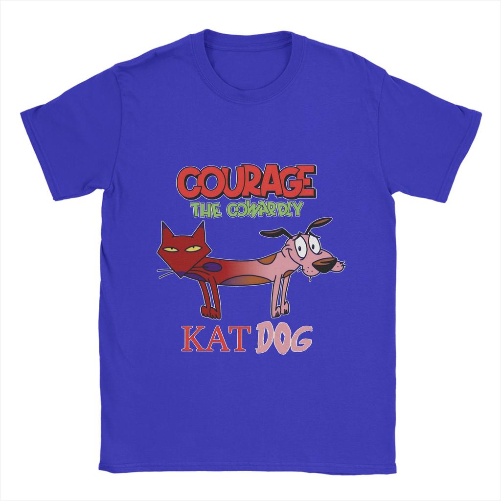 Courage Dog  T Shirts Men's  Pure Cotton Awesome T-Shirts Round Neck  Tee Shirt Short Sleeve Clothing Printed