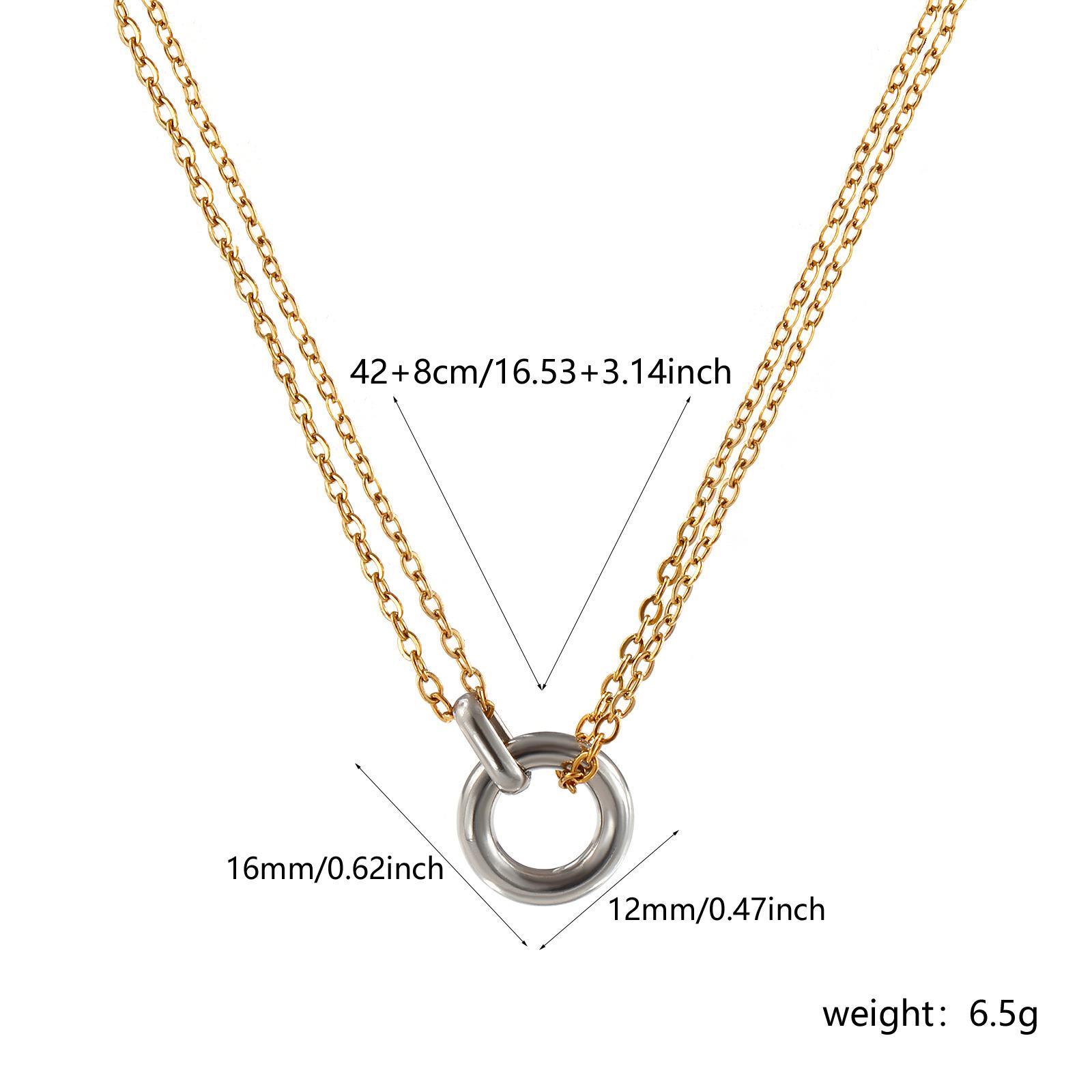 

Minimalist Circle Pendant Necklace 18K Real Gold Plated Stainless Steel Ring Charm Necklace Jewelry For Women Gift 42cm +8cm