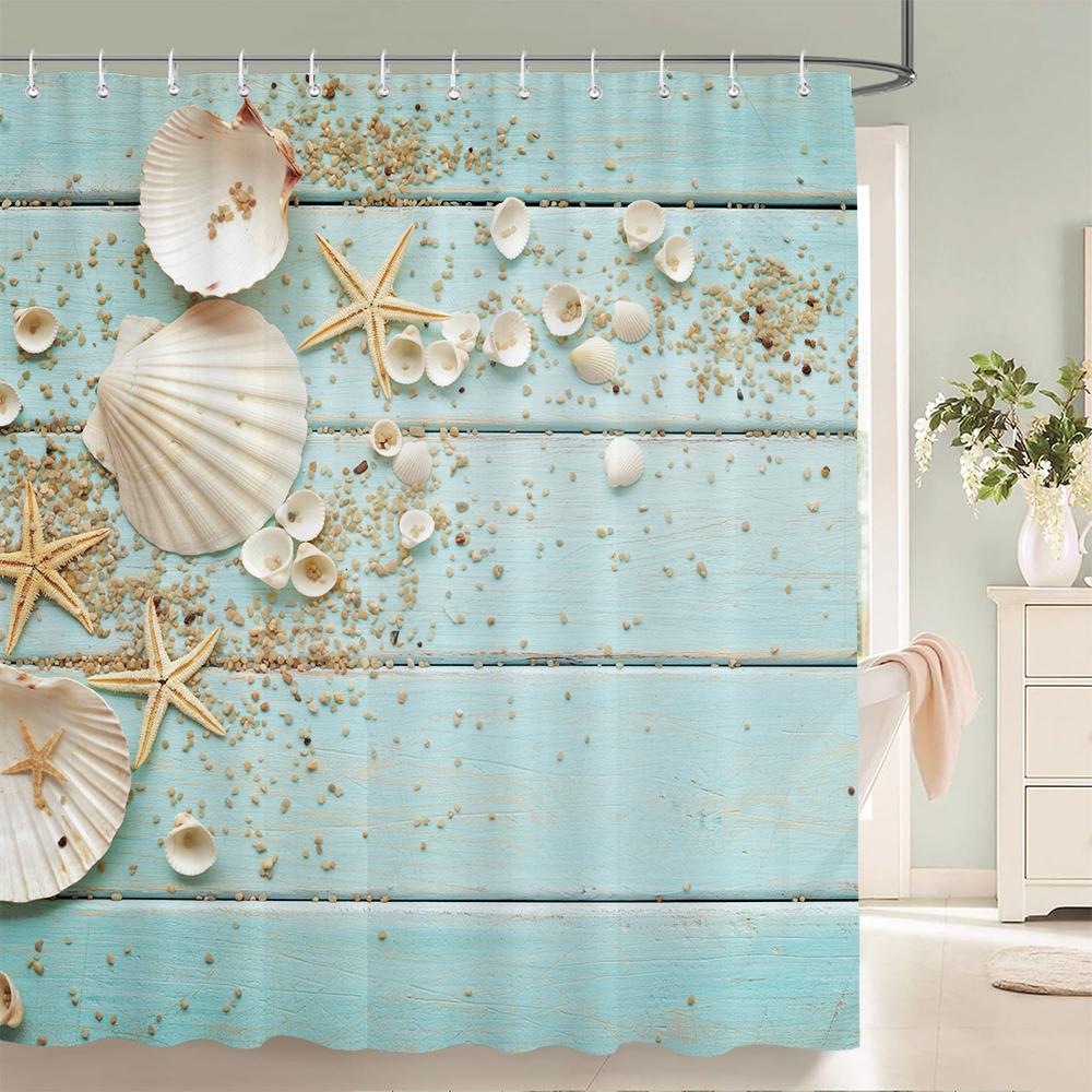 3d Beach Scenery Shower Curtains Sea Ocean Mediterranean Bathroom Curtain Waterproof Cloth Decoration 180*240cm Bath Curtain
