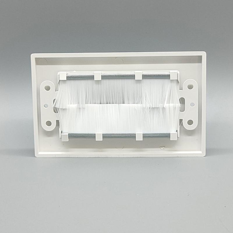 Dust Resistant Black Brush Wall Plate Cable Wall Plate For Wire in Wall Hider Cable Access , Wall Socket