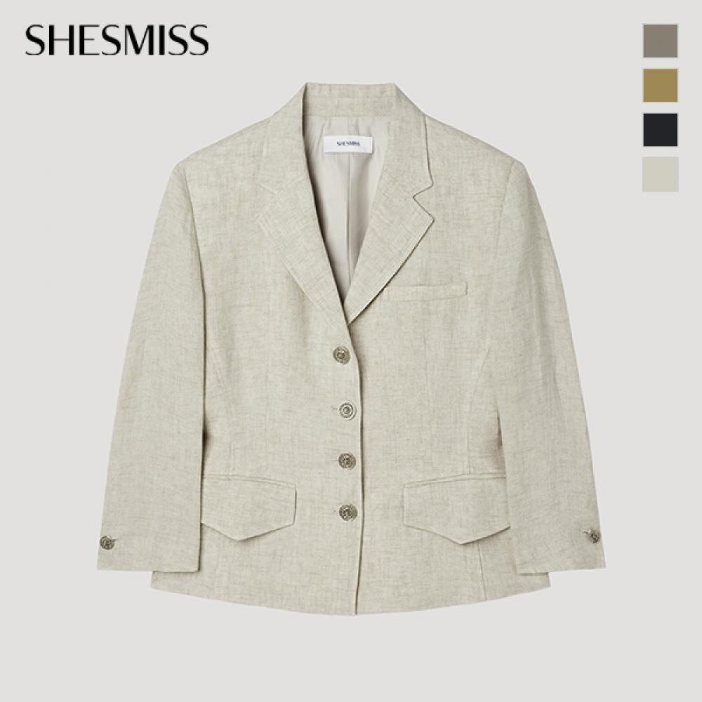 [shs Miss] Short Sleeve Linen Slim Fit Jacket Swwjkp22160