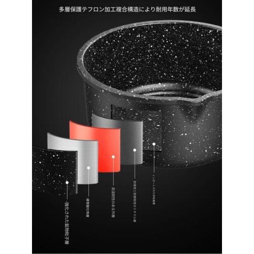 Small saucepan, enamel milk pan, 14cm, induction compatible, stylish and convenient multi-pot, non-stick coating, glass lid included, perfect for outd