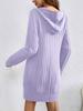 2025 Autumn/Winter Knit Hooded Ribbed Pocket Long Sleeve Dress for Women