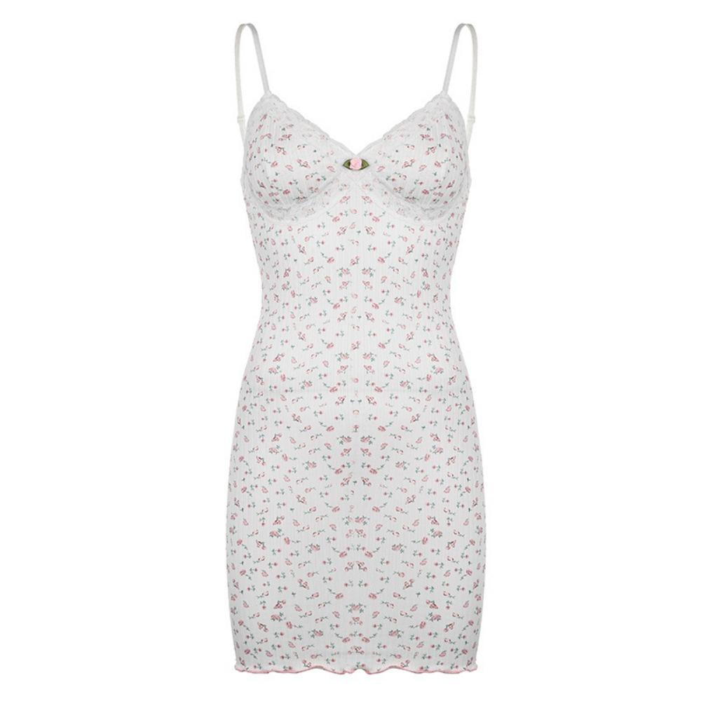 Domila Sweet and Spicy Girl Style Floral Lace Edge Sexy Backless Slim Suspender Dress Sexy Underwear