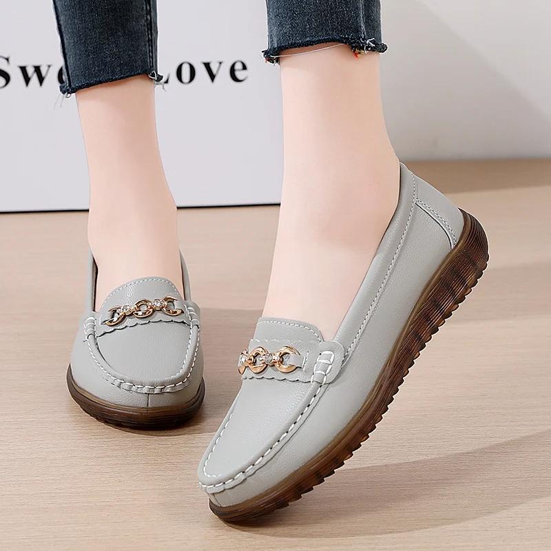 Leather Women's Flat Shoes Fashion Soft Casual Sports Women's Shoes Light Non Slip Spring and Autumn New Work Shoes Comfortable Soft Sole Non Slip Des