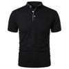 Camiseta casual de manga corta con cuello mao de color liso para hombre