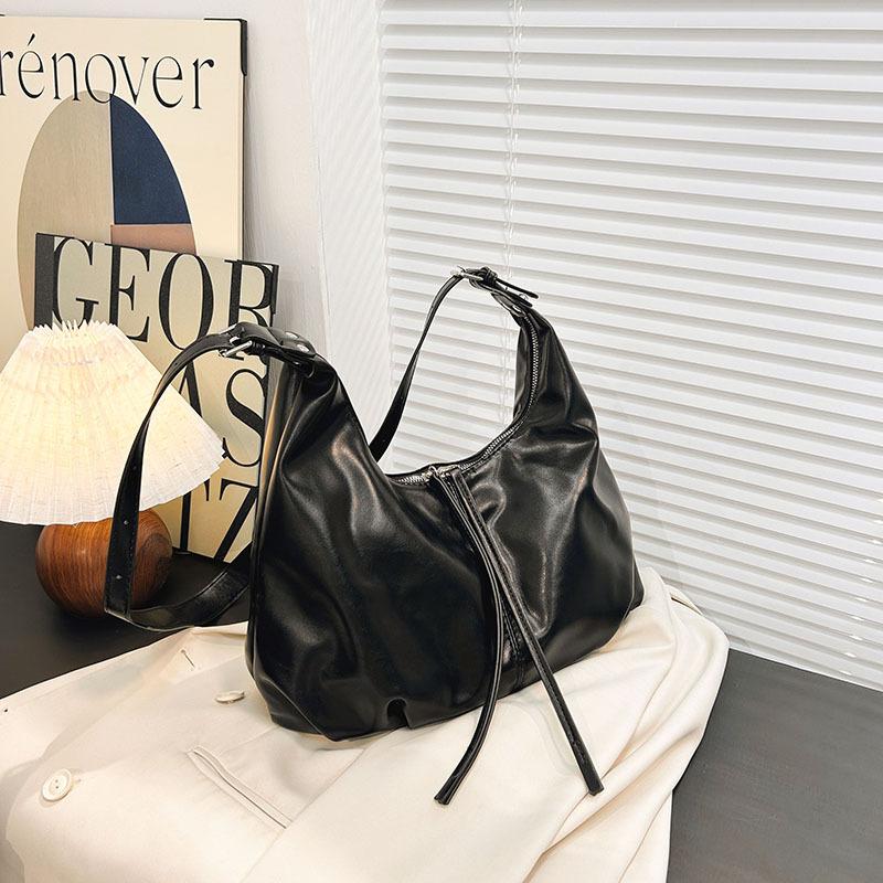 Retro Commuter Large-capacity Casual Soft Surface Simple Solid Color Crossbody Single-shoulder Tote Bag