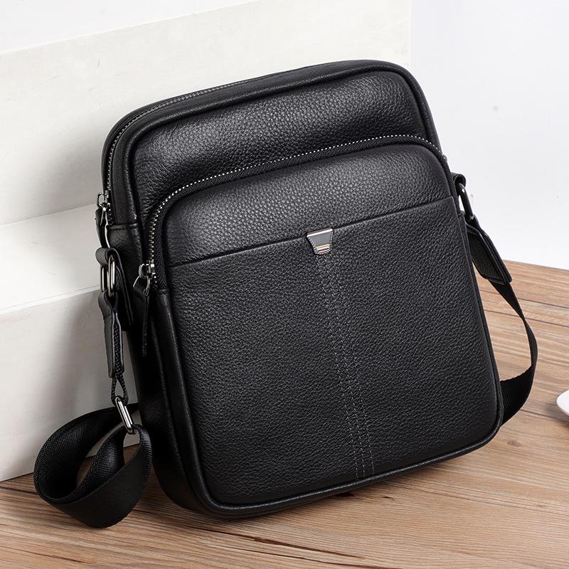 New Men Cowhide Leather Bag Fashion Trendy Business Casual Shoulder Crossbody Bag Genuine Leather Men's Sling Messenger Handbag