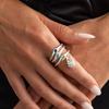 Salircon 3Pcs/Set Creative Inlaid Rhinestones Stackable Ring Women Fashion Jewelry Letter Pendant Knuckle Ring Men Accessory