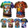 Camiseta Top Casual de Verão Moda Infantil Estampa 3D Jogo Desenho Animado Manga Curta Gola Redonda Infantil