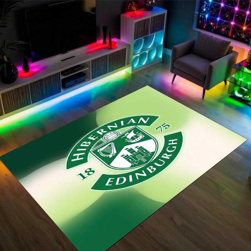 Hibernian FC Design Crystal Velvet Carpet Cozy Non?Slip Printed Rug For Bedroom Living Room Entrance